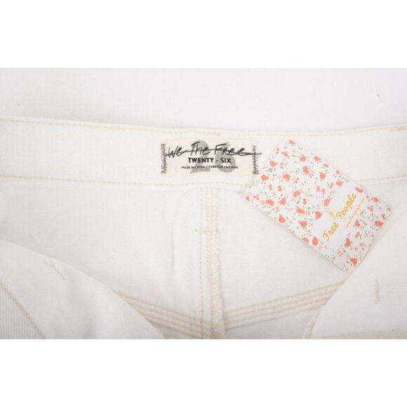 Free People Womens Side Car Mini Denim Jean Skirt Frayed Sz 26 Raw Hem NWT - Picture 6 of 7